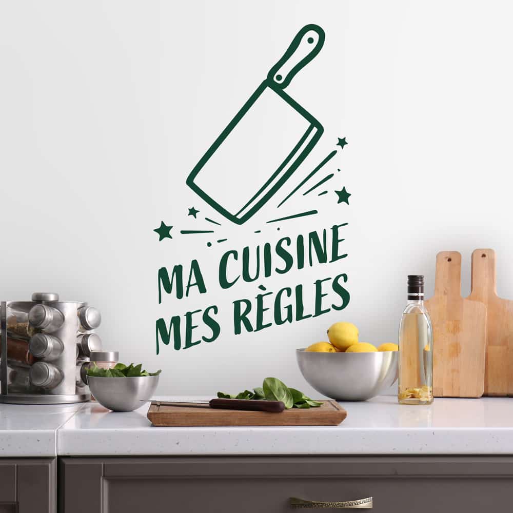 Sticker Déco "Les Règles D’or De La Cuisine" 50x70 Cm - Multicolore, Prêt à Coller Pour égayer Ta Cuisine