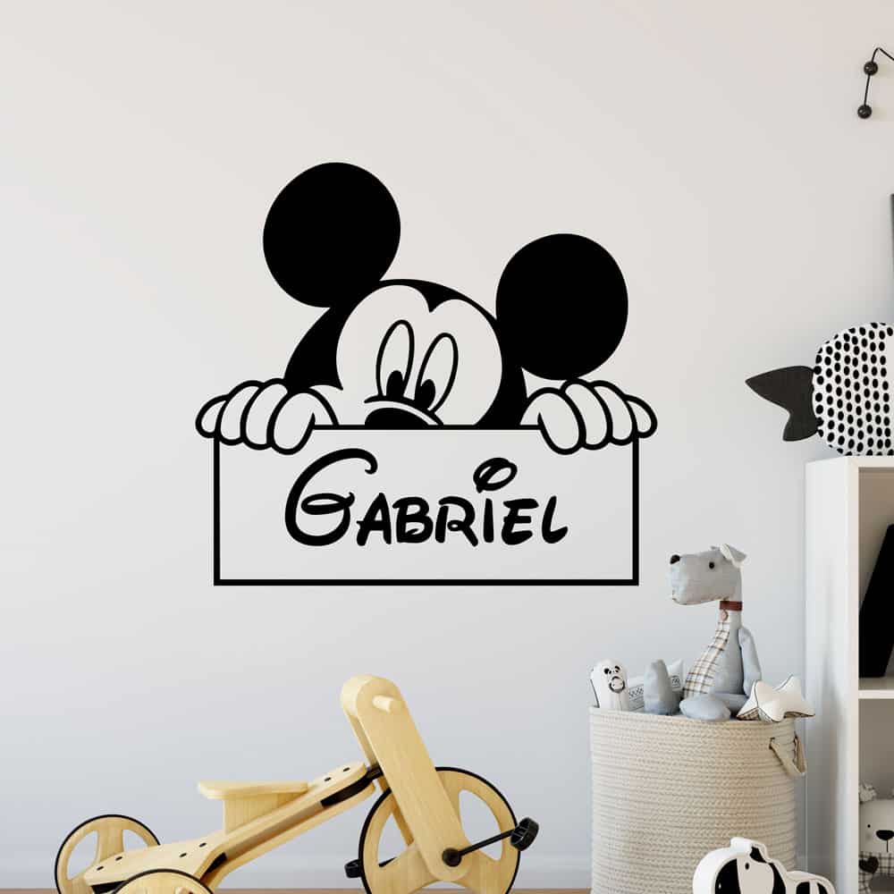 Mickey Mouse Avec Nom Pour Garçons-NOM ET COULEUR SUR DEMANDE-murale 